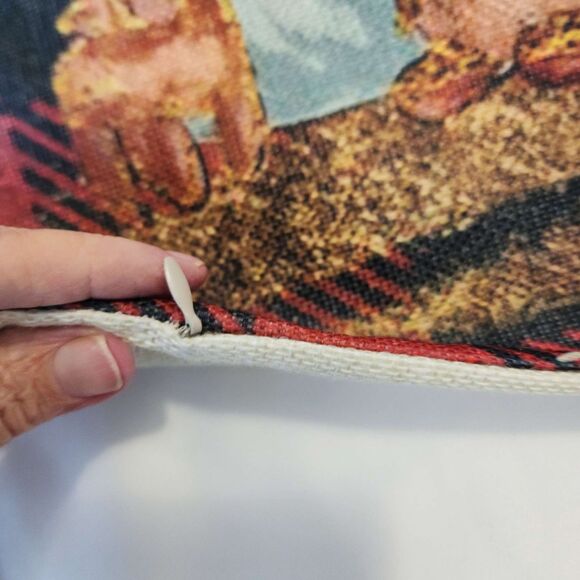 4x Christmas Nativity Scene Holy Night Canvas Pillow Covers Plaid Red White New - Picture 7 of 14